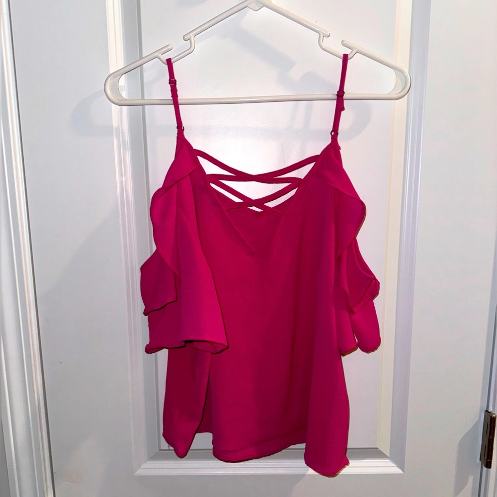 Hot Pink Off the Shoulder Tank Top